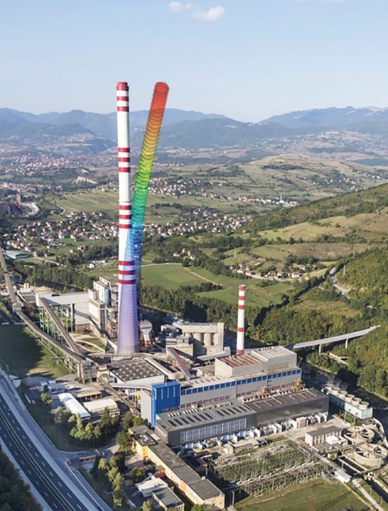 Schornstein Kraftwerk Kakanj, h = 300 m, Kakanj